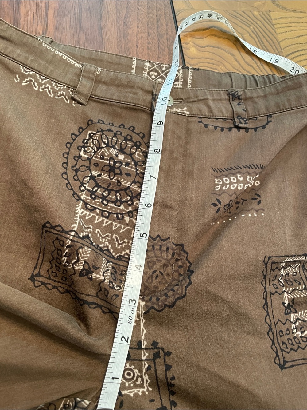 Chico's Design Brown Patterned Cropped Pants C37 - Picture 10 of 13